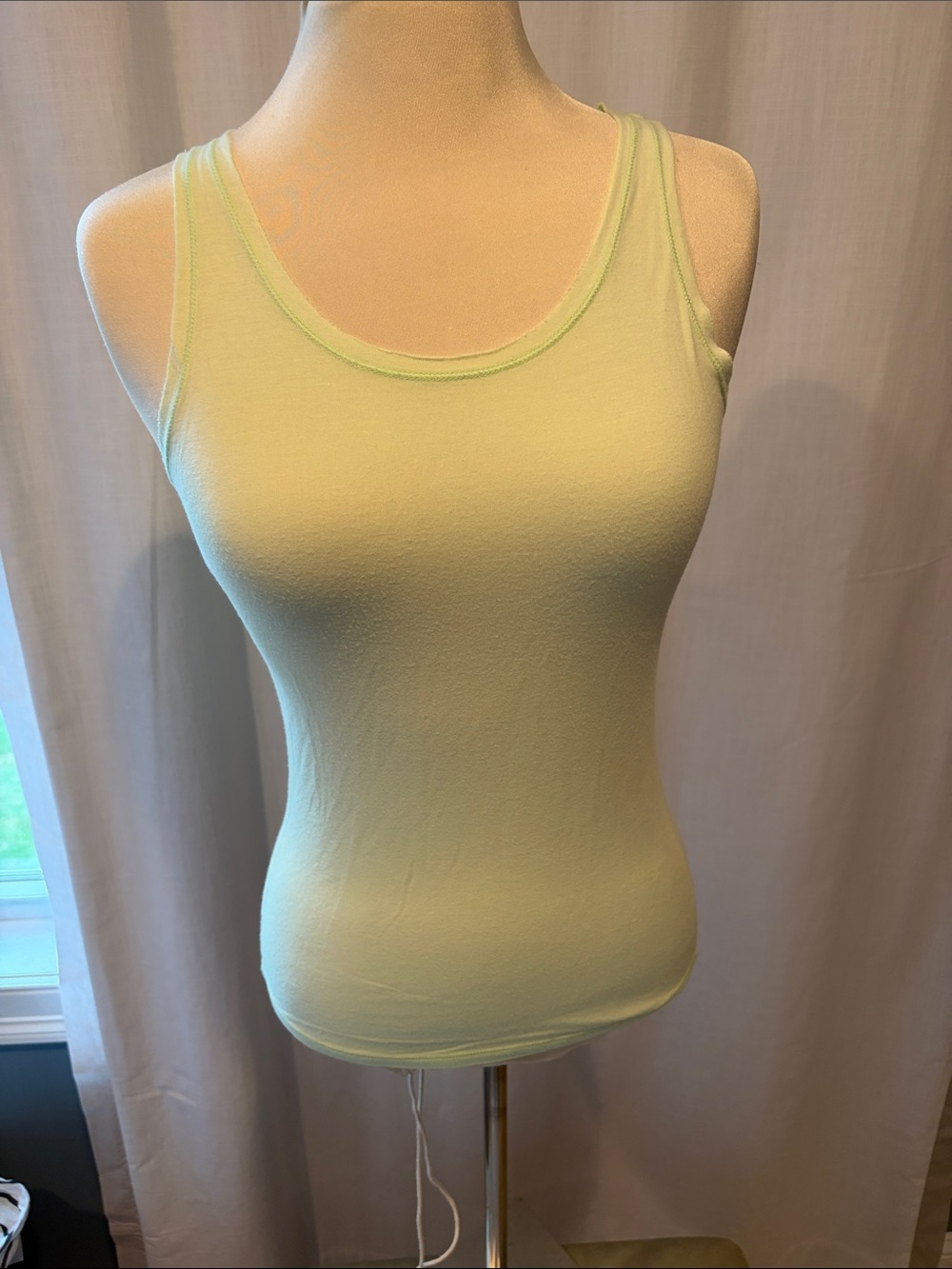 Majestic Light Yellow Fitted Scoop Neck Tank